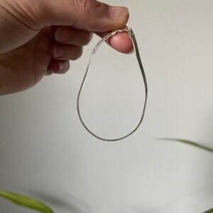 Sterling Silver Herringbone Bracelet Snake Chain Clasp Made in Italy 7 inch